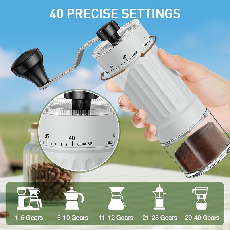 EZVING Mini Manual Coffee Grinder – 40 Adjustable Settings, Portable Hand Crank Mill with 30g Capacity, Conical Burr for Espresso, Pour Over, French Press | Perfect for Travel, Camping & Office - Image 3